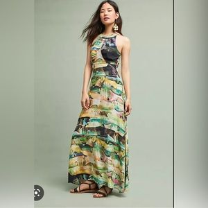 Kachel Painterly Silk Maxi Dress from Anthropologie
